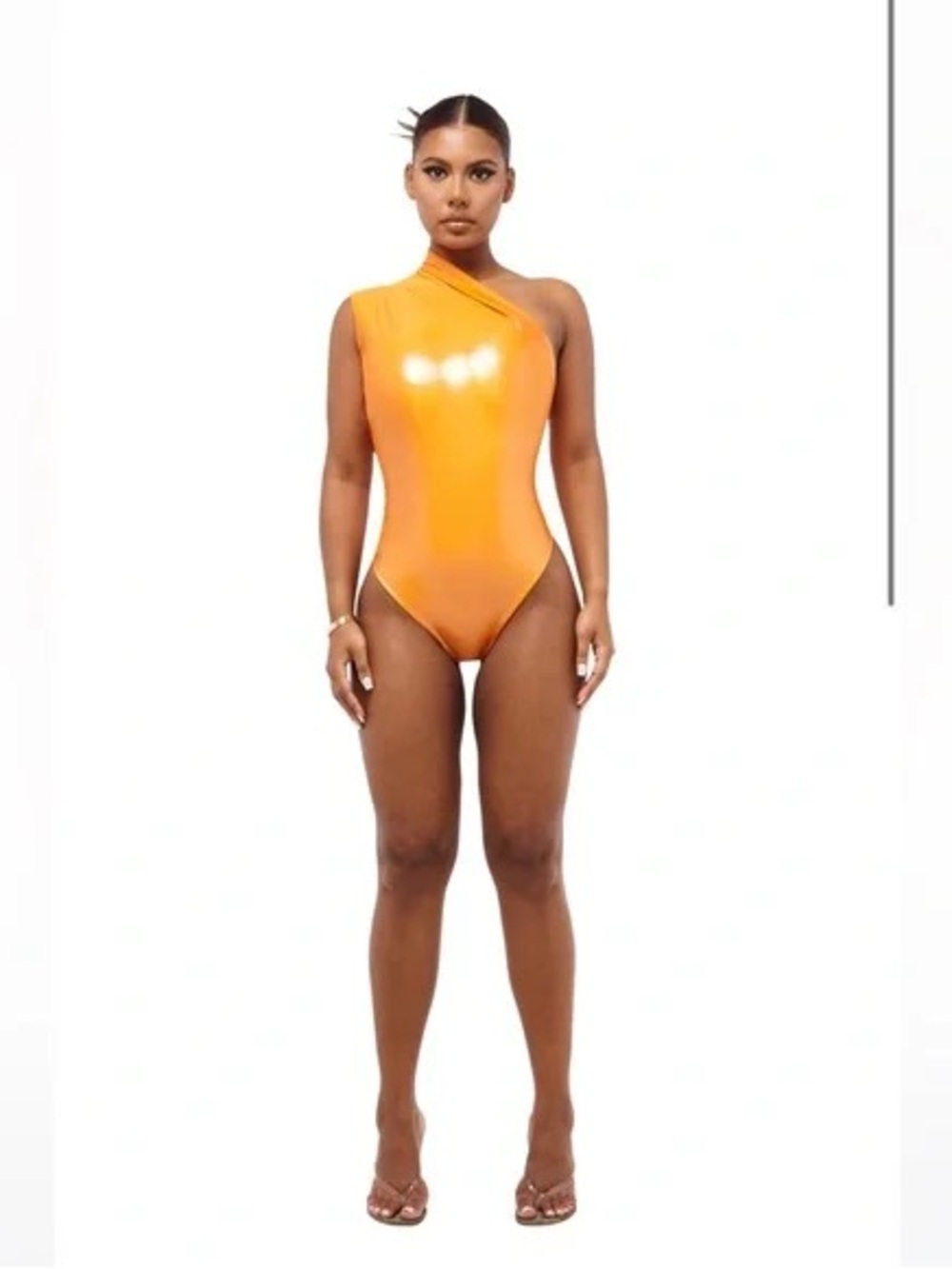 Coucoo One-Shoulder Orange Bodysuit